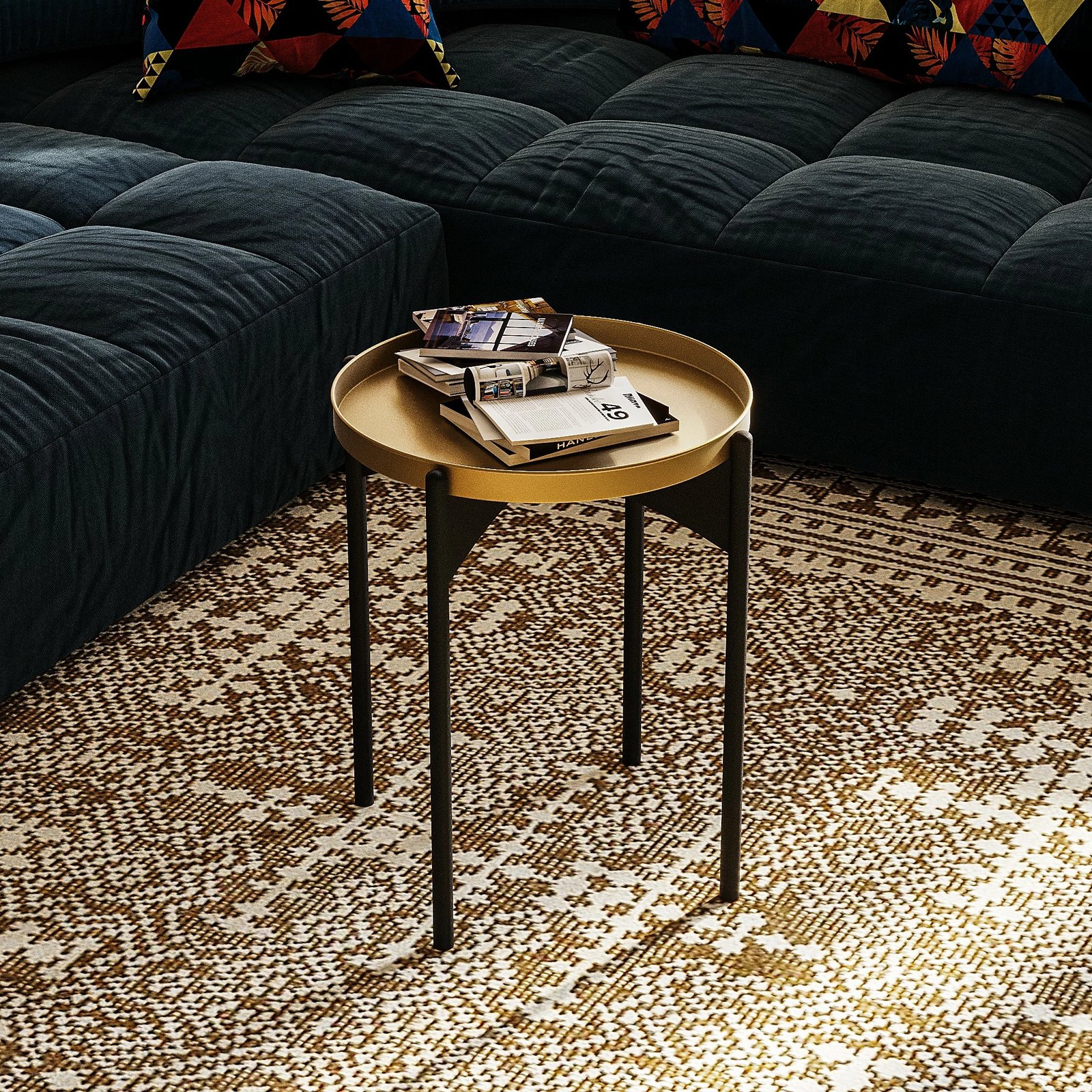 Tavolinë kafeje Hanah Home, SHB-002, metal, e zezë dhe ari