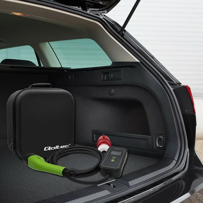 Karikues portabil për makina elektrike Qoltec 52478, Type 2, 11kW, 3 faza, WiFi, LCD, 5m, i zi/gjelbër Karikues portabil për makina elektrike Qoltec 52478, Type 2, 11kW, 3 faza, WiFi, LCD, 5m, i zi/gjelbër