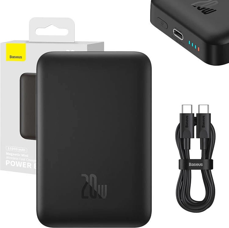 Powerbank Baseus Magnetic Mini 10000mAh, 20W, MagSafe, e zezë Powerbank Baseus Magnetic Mini 10000mAh, 20W, MagSafe, e zezë