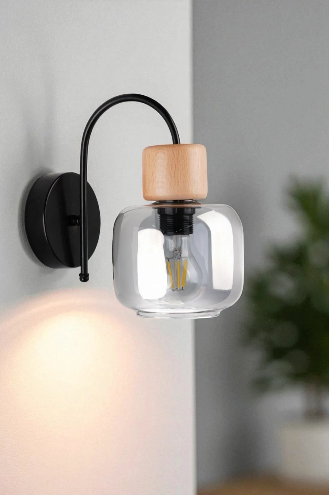 Llambë muri Opviq, 9069-1A, gri, lisi, e zezë