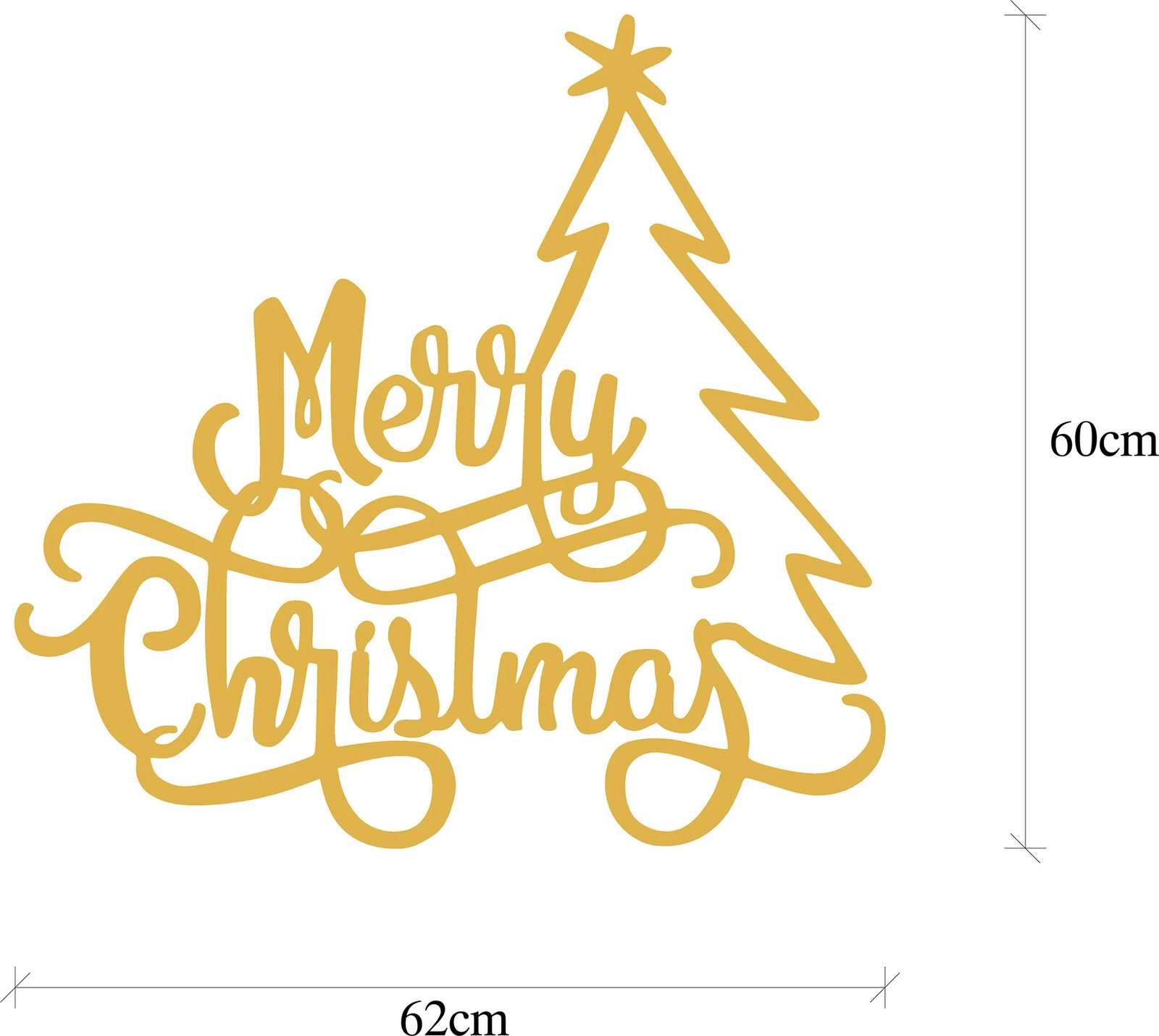 Aksesor dekorativ metalik për mur, Wallity, XMASGOLD - 008, ngjyrë ari, 62x60cm