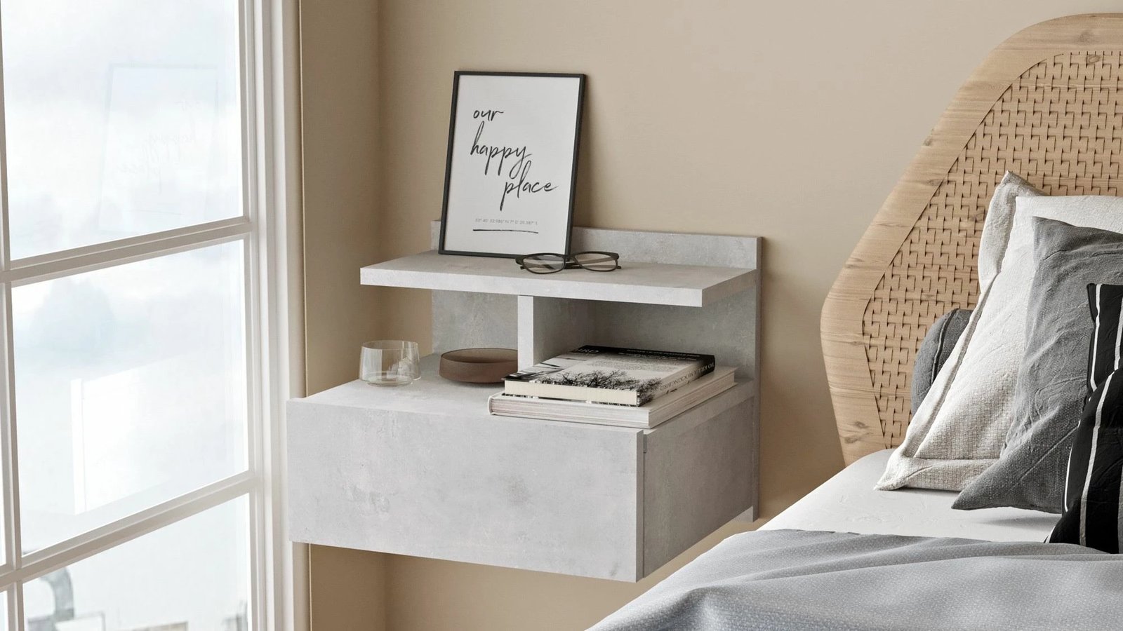 Komodinë moderne, ngjyrë argjendi, Skye Decor, LV28-RT