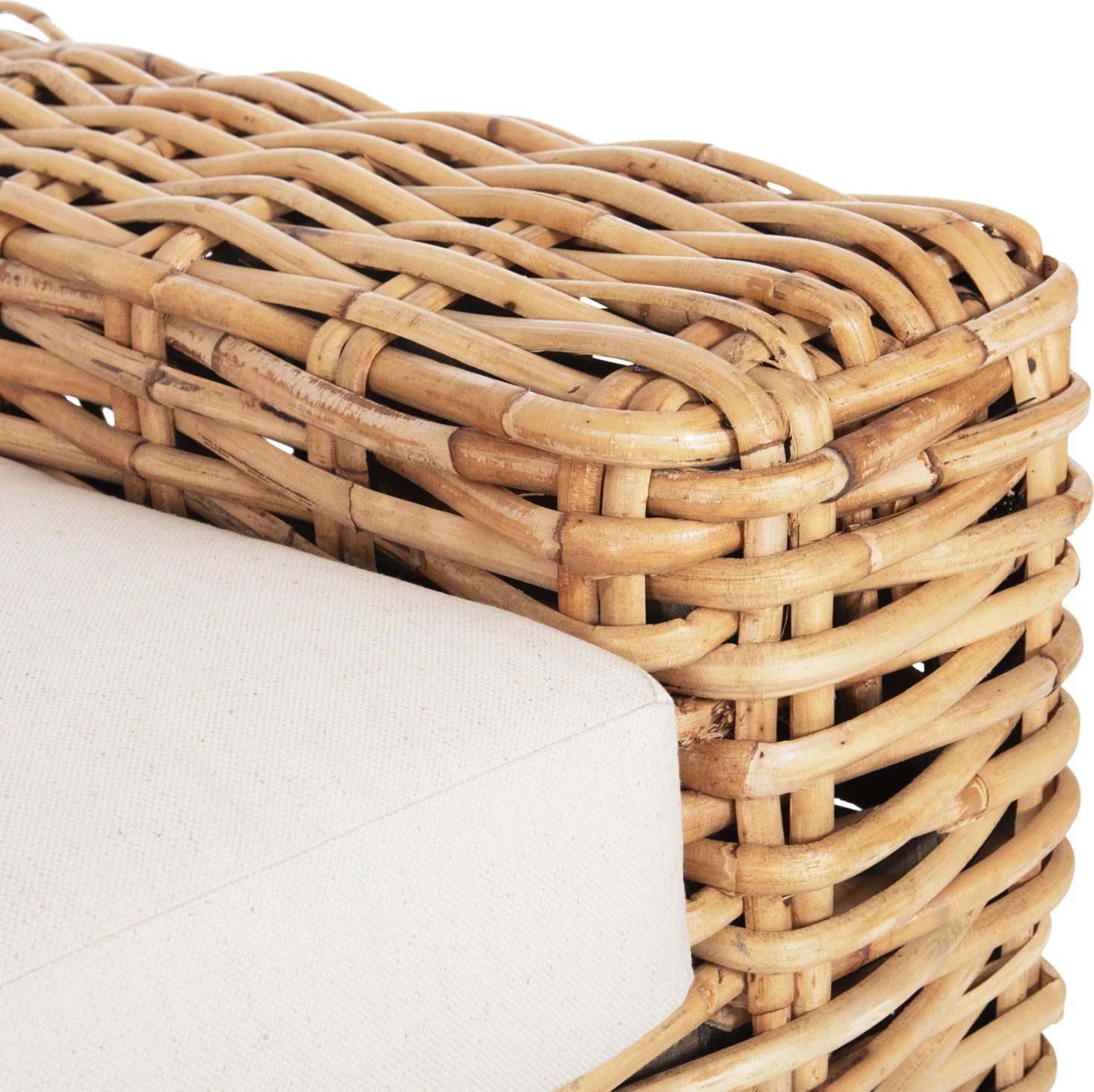 Shezlong për jashtë TROPEL FH9810 dru mango-rattan natyral-jastëk të bardhë 110x88x70-85Hcm