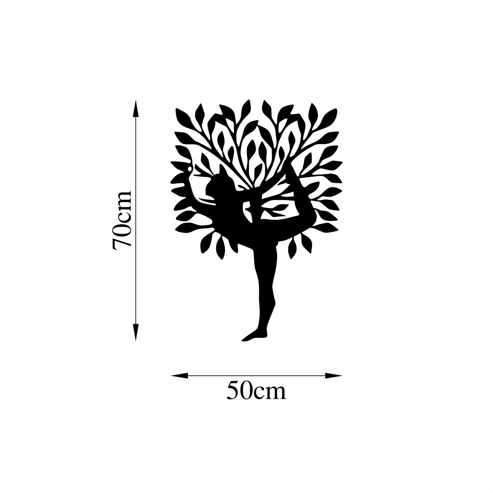 Aksesor dekorativ metalik për mur, Wallity Yoga 2, ngjyrë e zezë, 50x70cm