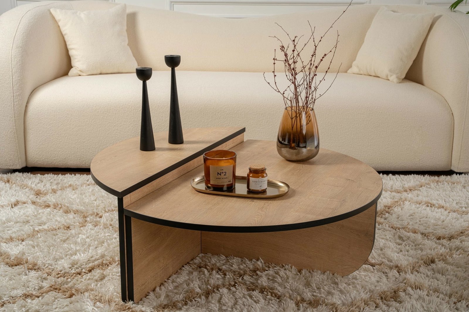 Set tavolinash kafeje Nordure, Orion, ngjyrë lis mjaltë, e zezë