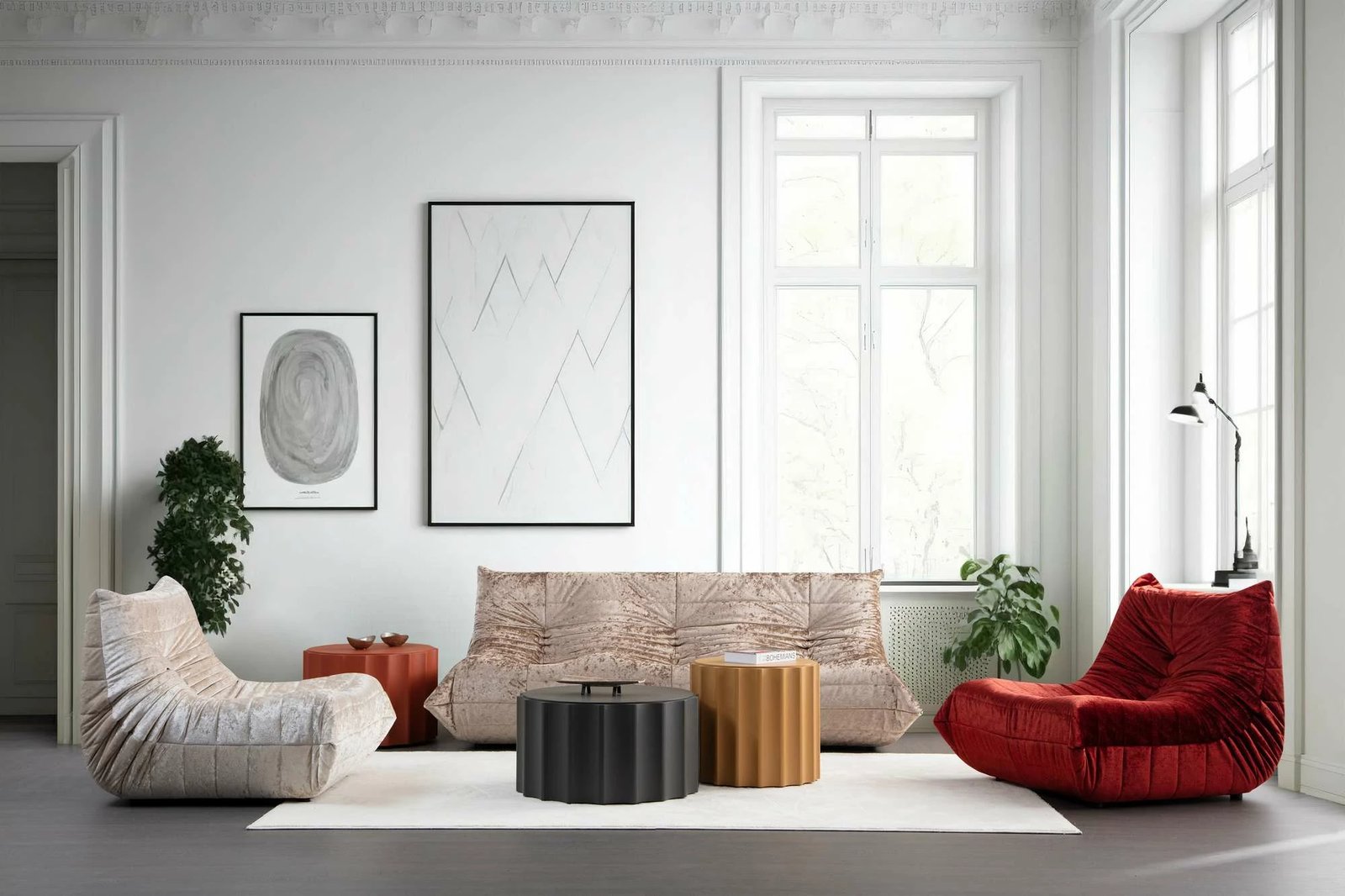 Karrige 'wing' krem, Atelier del Sofa, Bocek