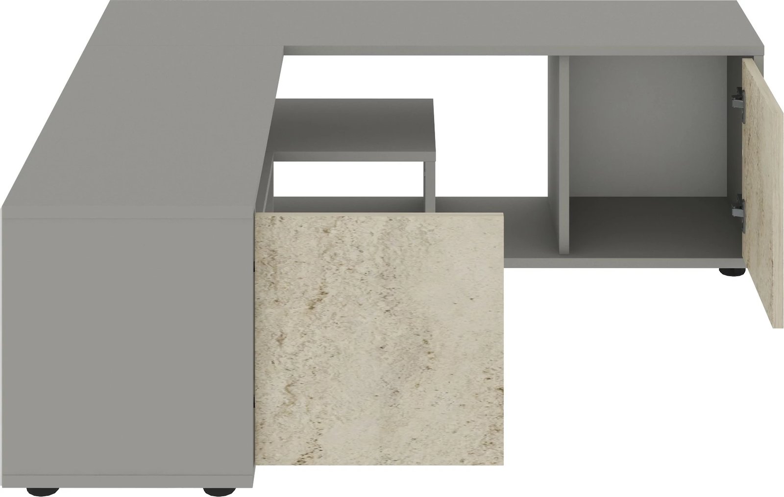 Komodë TV Skye Decor, ngjyrë rozë-gri, travertin