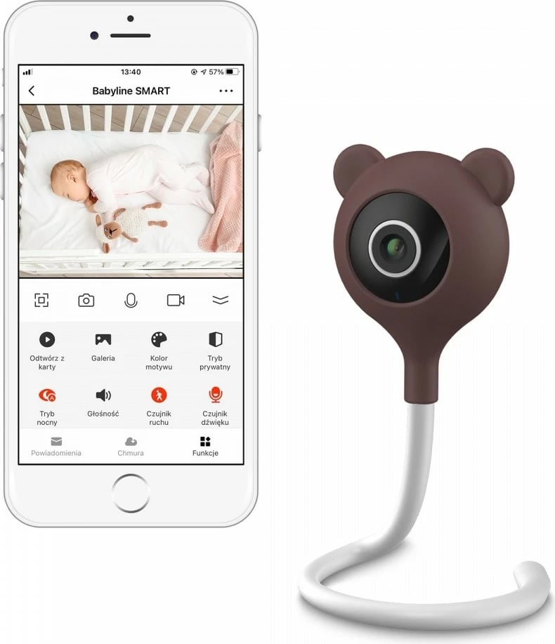 Monitor elektronik për foshnje Lionelo Babyline Smart, kamera, WiFi, kafe/bardhë