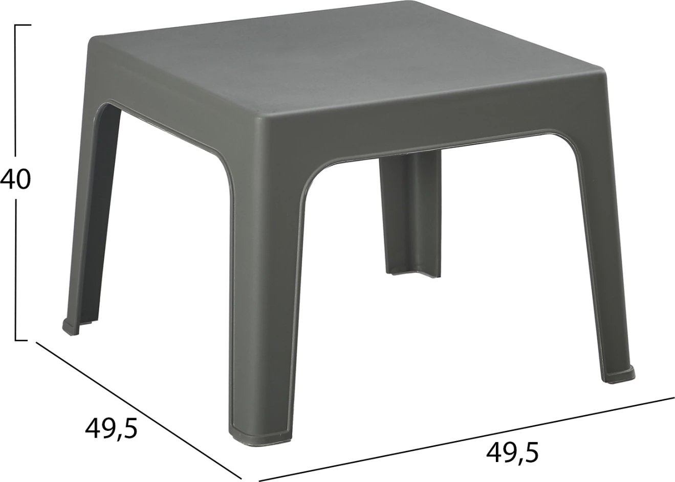 Tavolinë e ulët katrore për kafe, polipropilen, ngjyrë ulliri e errët, SLEEK FH6371.05, 49.5x49.5x40cm