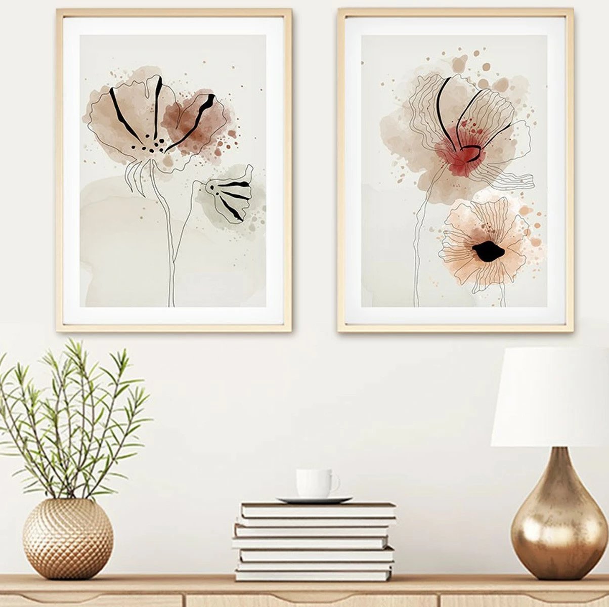 Pikturë dekorative me kornizë MDF (2 copë), Wallity, Huhu22, 70x50cm