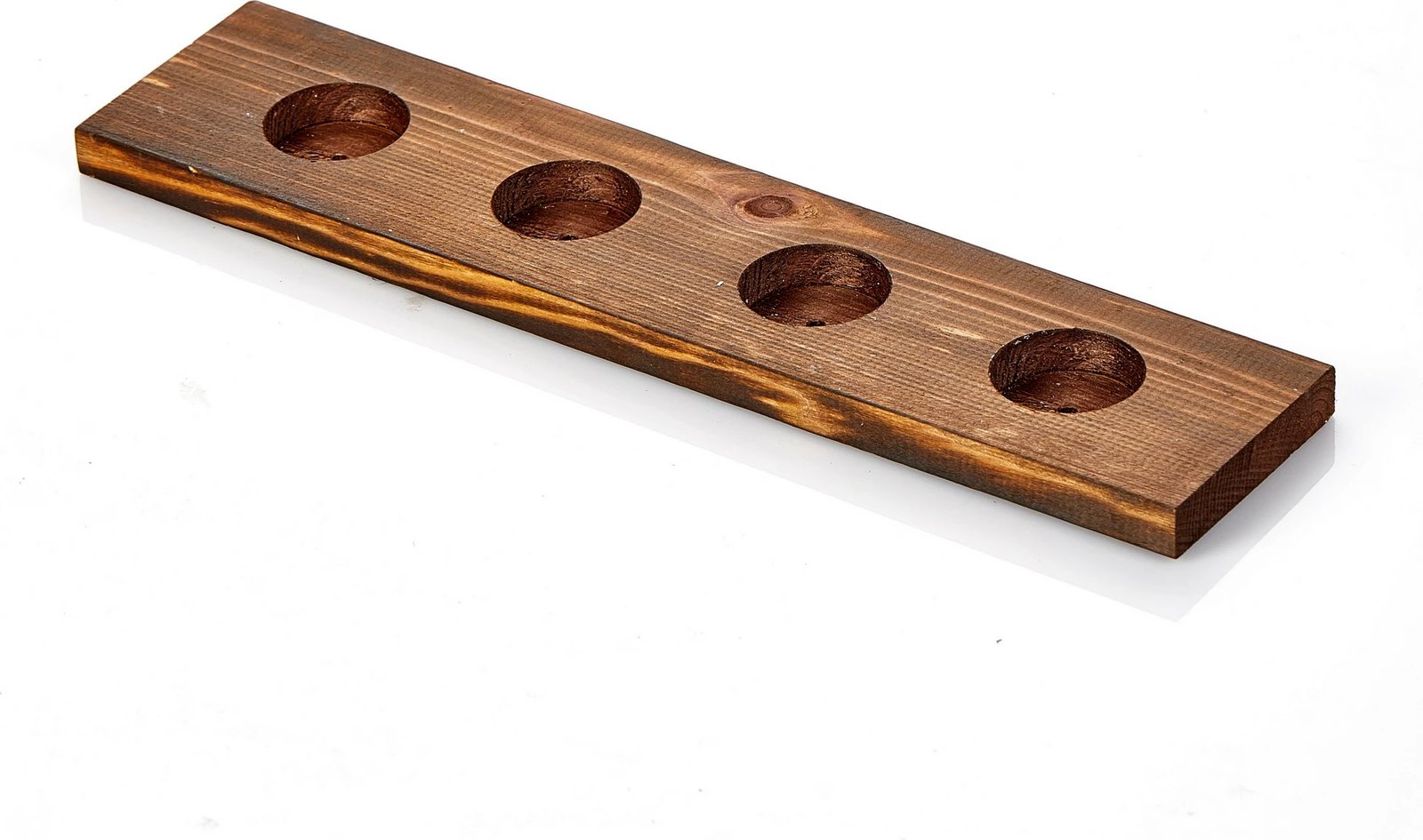 Mbajtëse druri për qirinj të vegjël, dizajn Aberto, ngjyrë kafe, 35x9cm