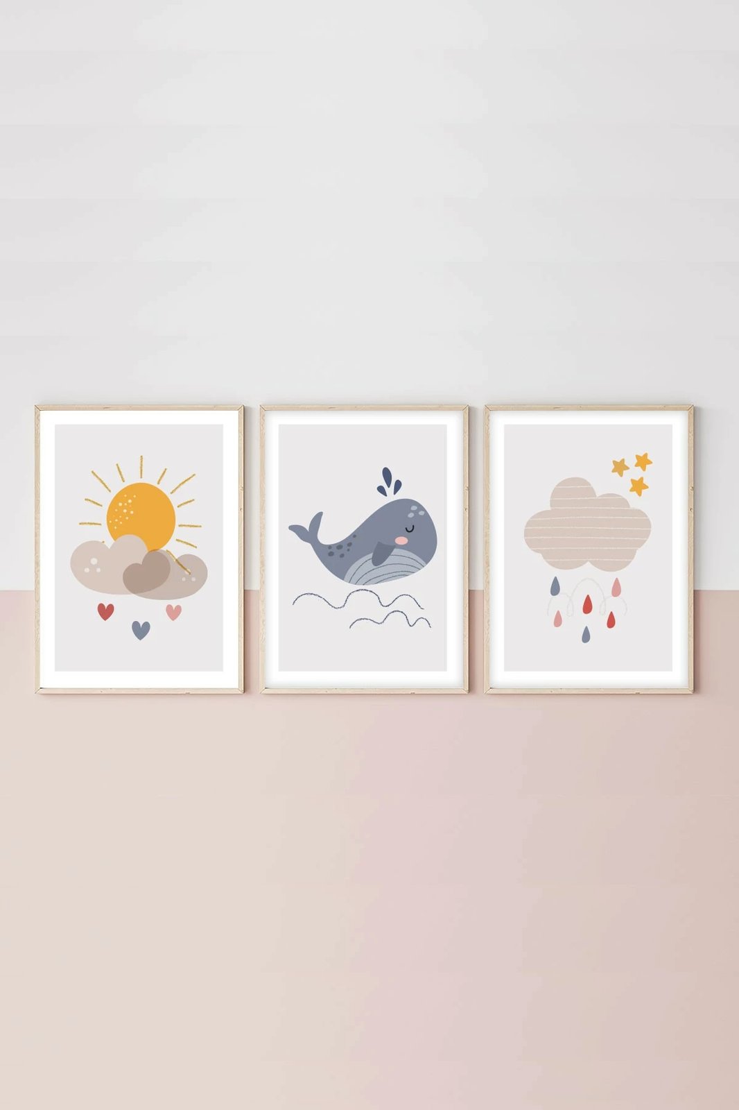 Pikturë dekorative me kornizë MDF (3 copë), Wallity, Huhu152, 30x40cm