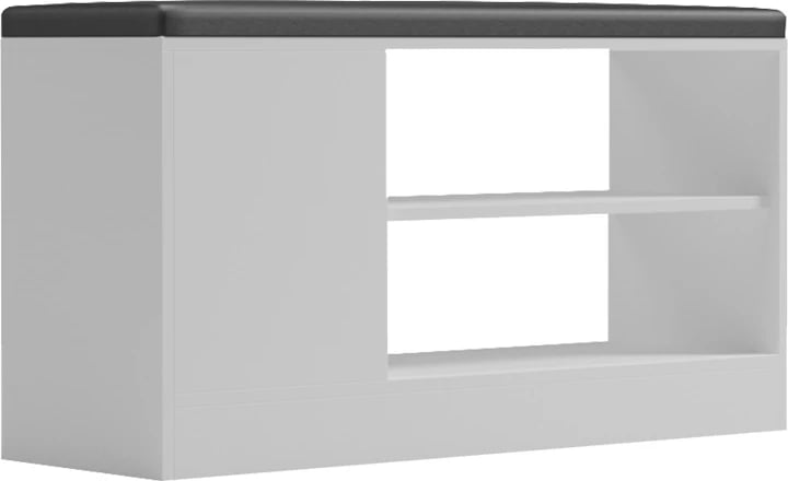 Dollap për këpucë me ulëse Deboule, për 8 palë këpucë, ngjyrë bardhë-e zezë, 90x30x46cm