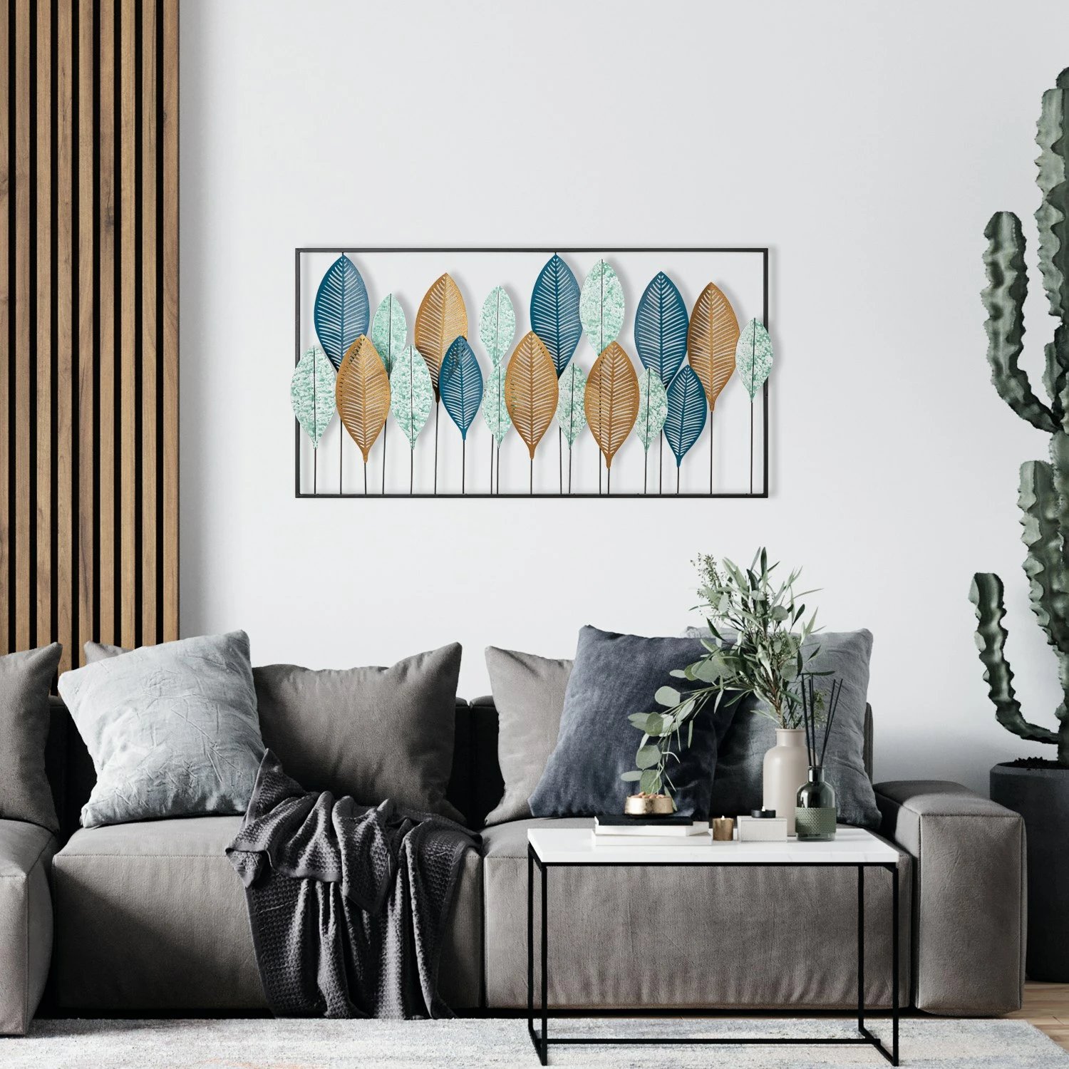 Aksesor dekorativ metalik për mur, Wallity, Bilge, shumëngjyrësh, 115x3x60cm