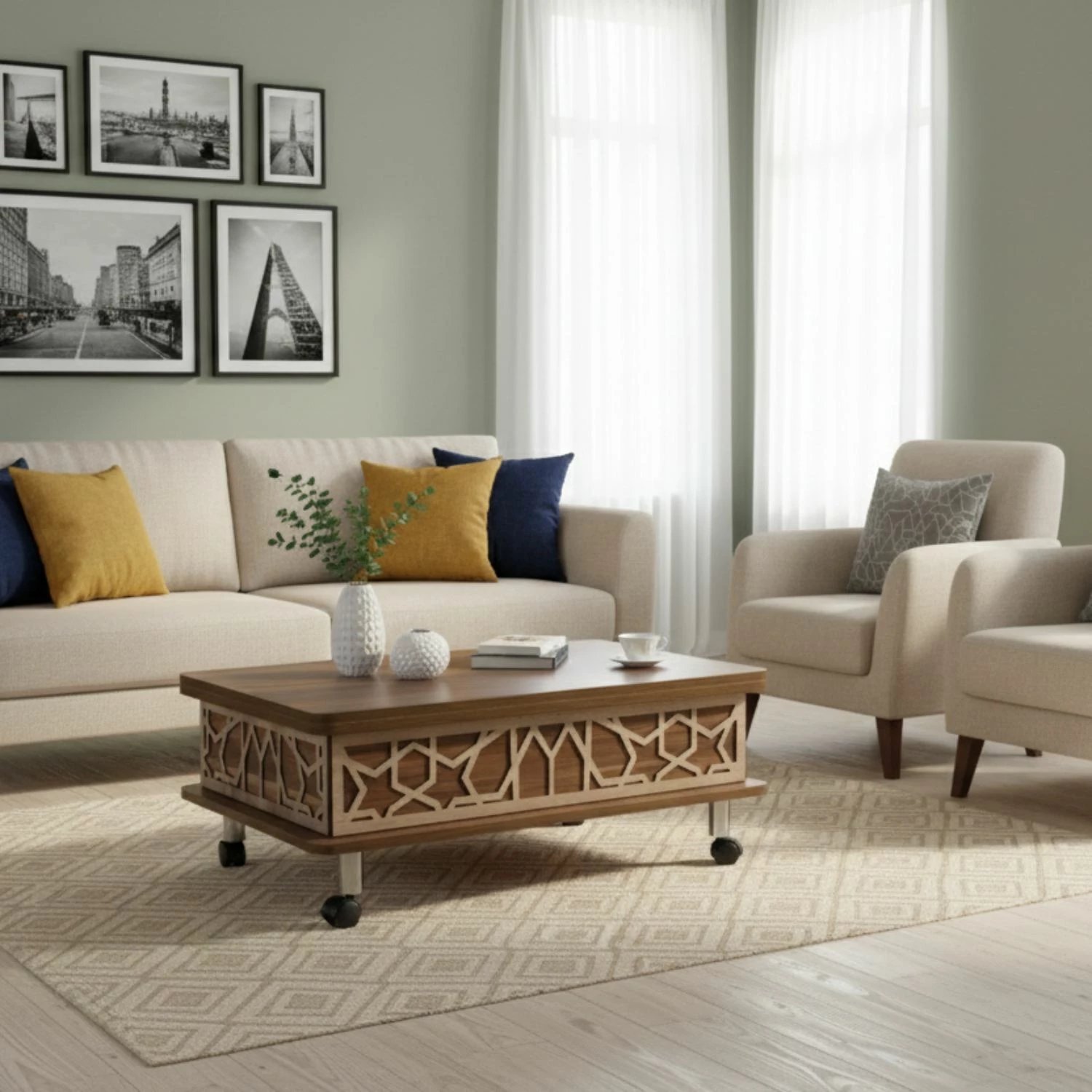 Tavolinë kafeje Skye Decor, ngjyrë arre, ADT