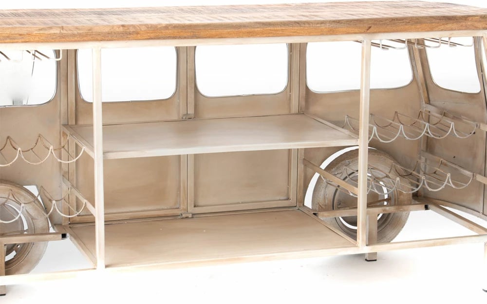 Konsolë bar Peace Van, e verdhë-bardhë, 221x62x97