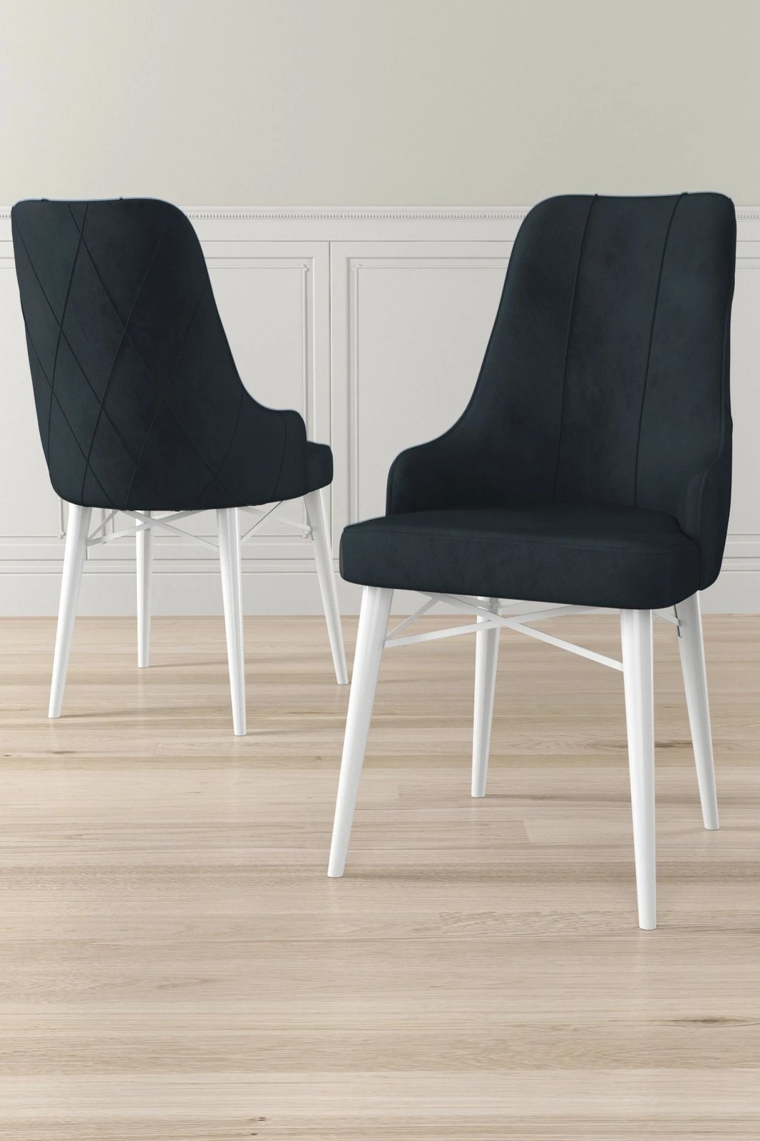 Set karrigesh (2 copë) Hanah Home, Neta, antracit dhe e bardhë