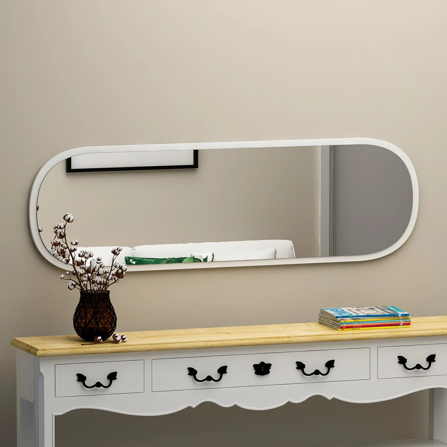 Pasqyrë Magnum, ngjyrë e bardhë, Hanah Home