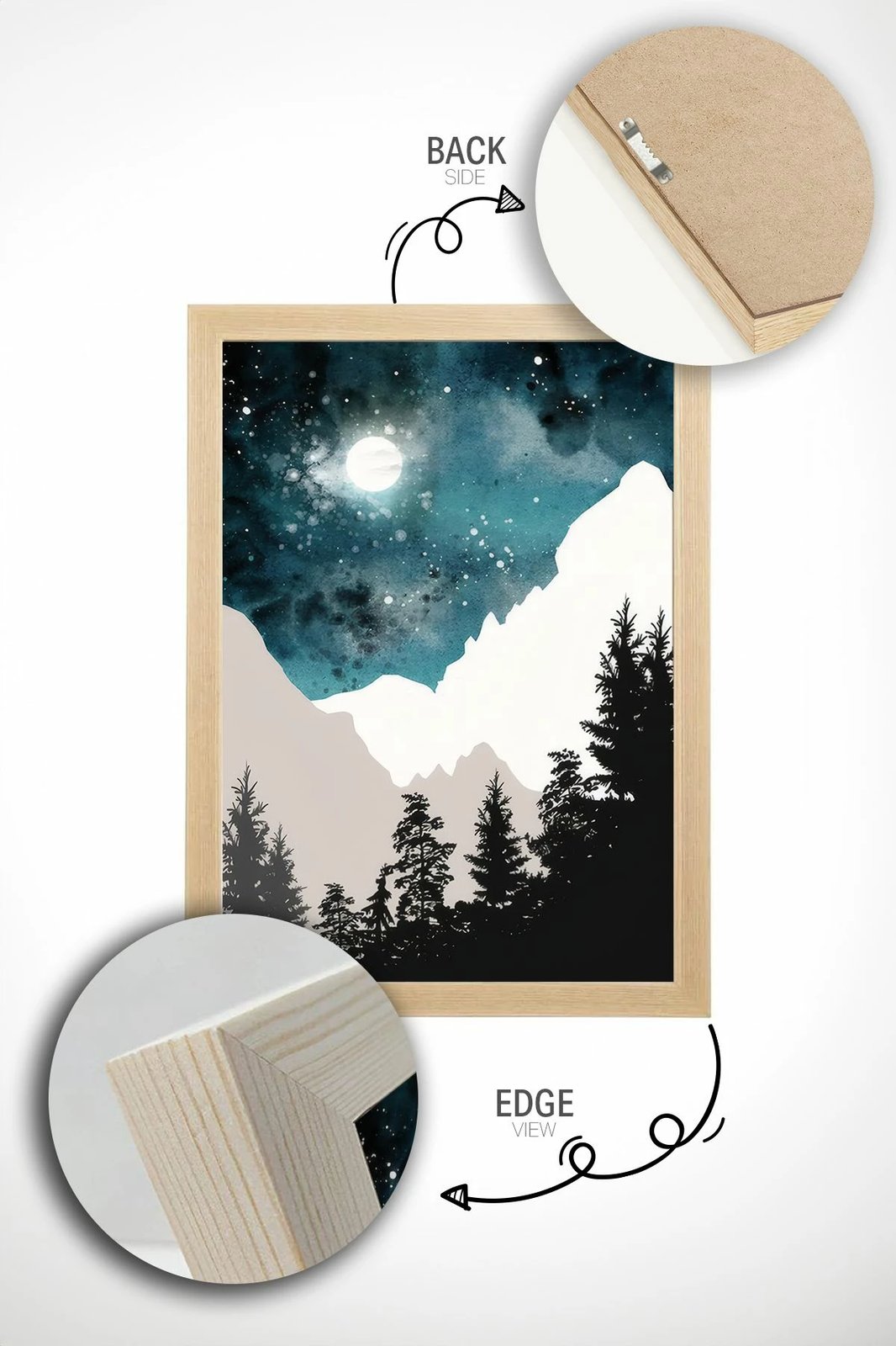 Pikturë dekorative me kornizë (2 copë), Wallity, Ersy2Lımodel18-Ahsap