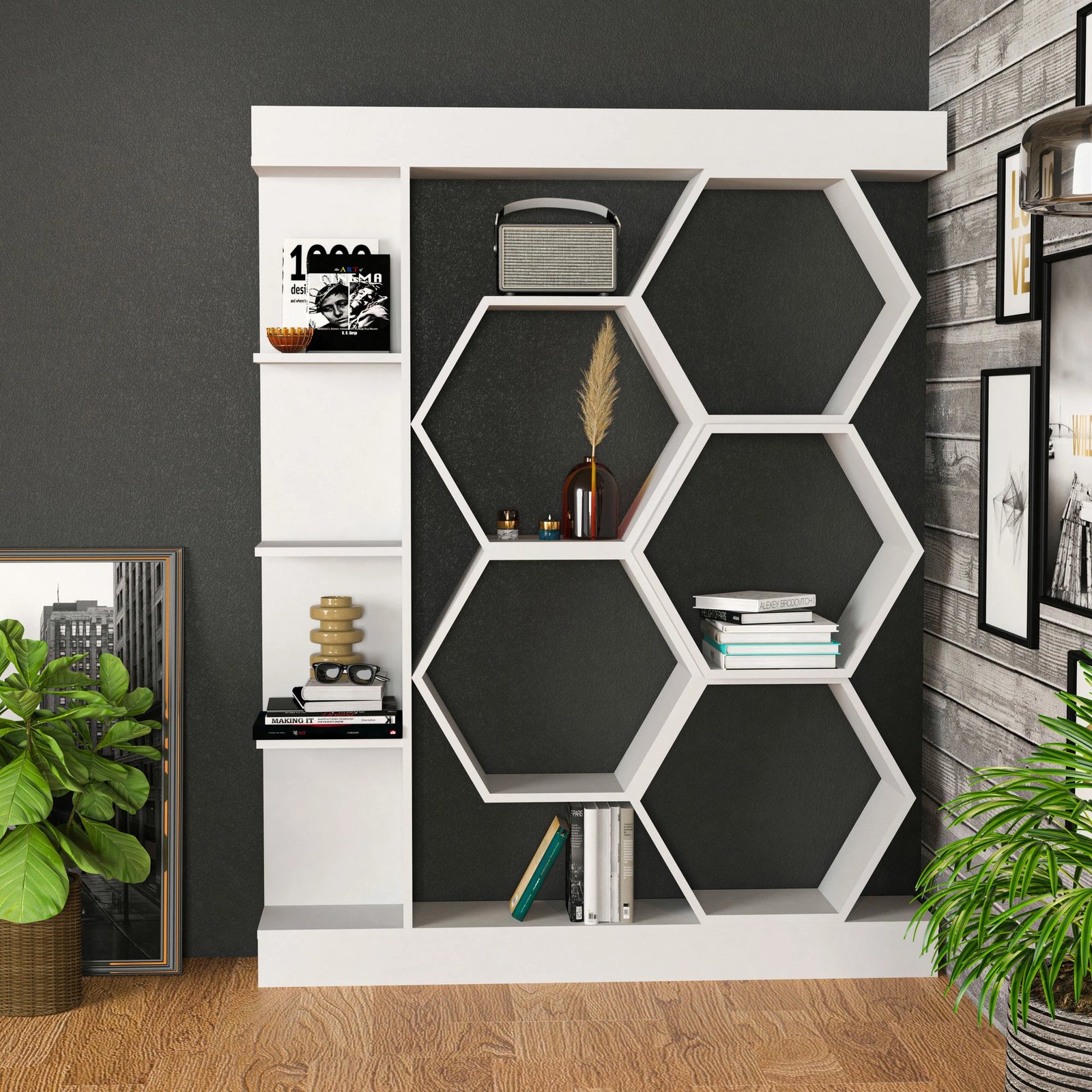 Raft librash Hanah Home, Sueno, i bardhë