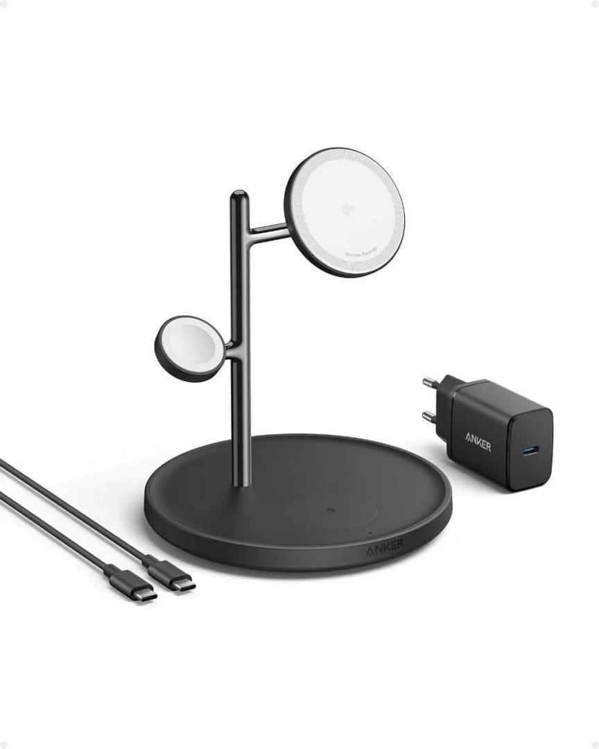 Stacion magnetik 3-në-1 ANKER MAGGO 15W, i zi