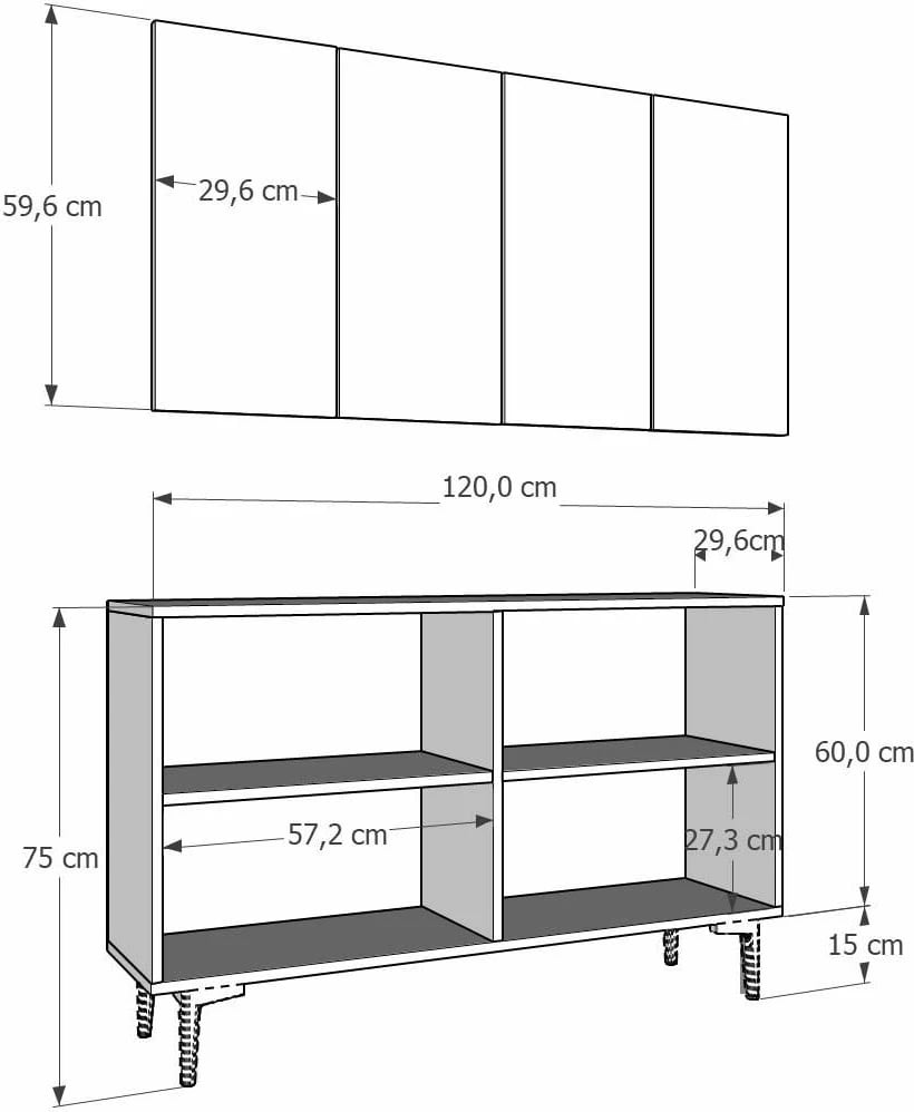 Konsol Skye Decor, e bardhë, argjend, KM120