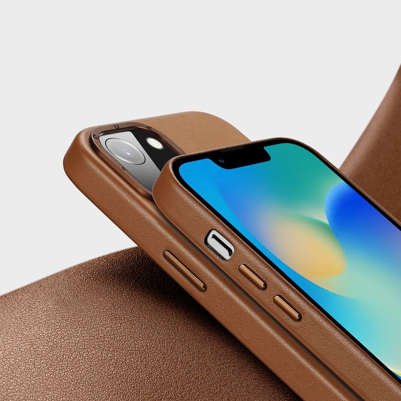 Mbështjellës Dux Ducis Grit për iPhone 14 Plus, lëkurë ekologjike, MagSafe, Kafe