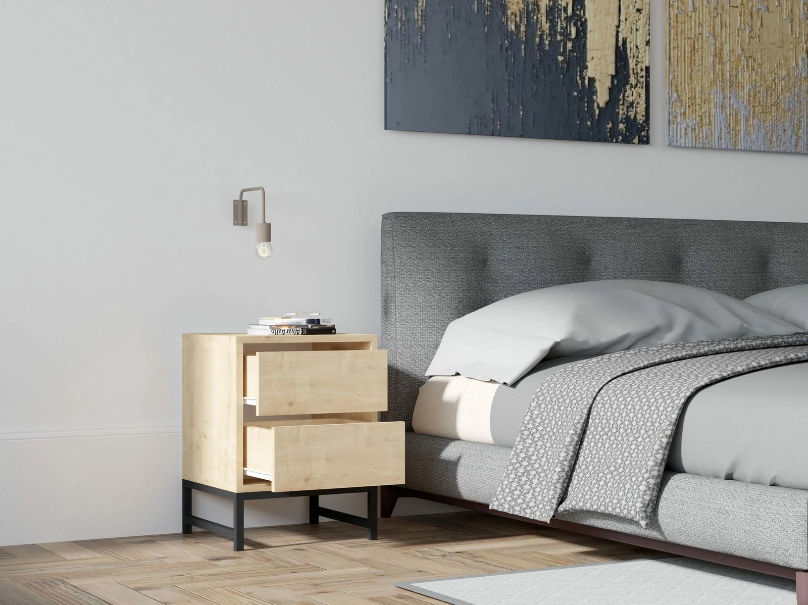 Komodinë Hanah Home, Nehir, ngjyrë safir dhe e zezë