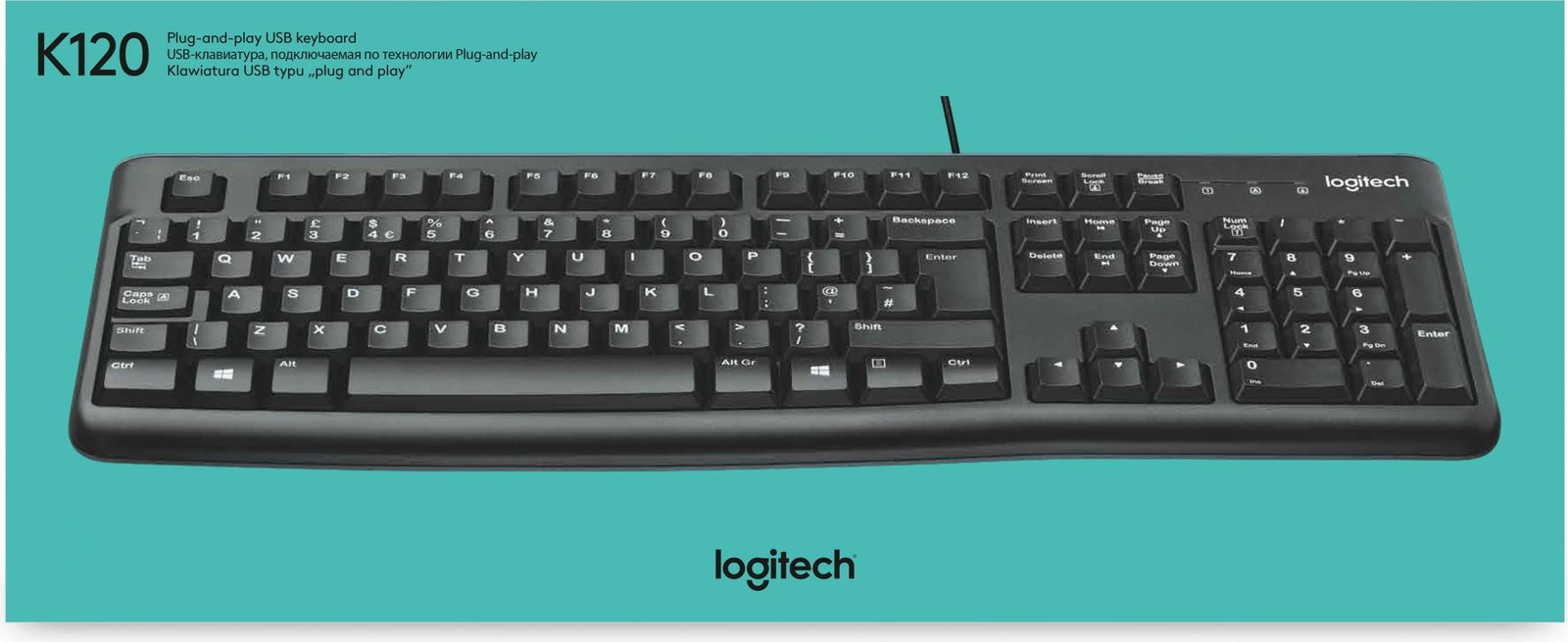Tastierë Logitech K120, full-size, me kabllo, USB, AZERTY, e zezë Tastierë Logitech K120, full-size, me kabllo, USB, AZERTY, e zezë
