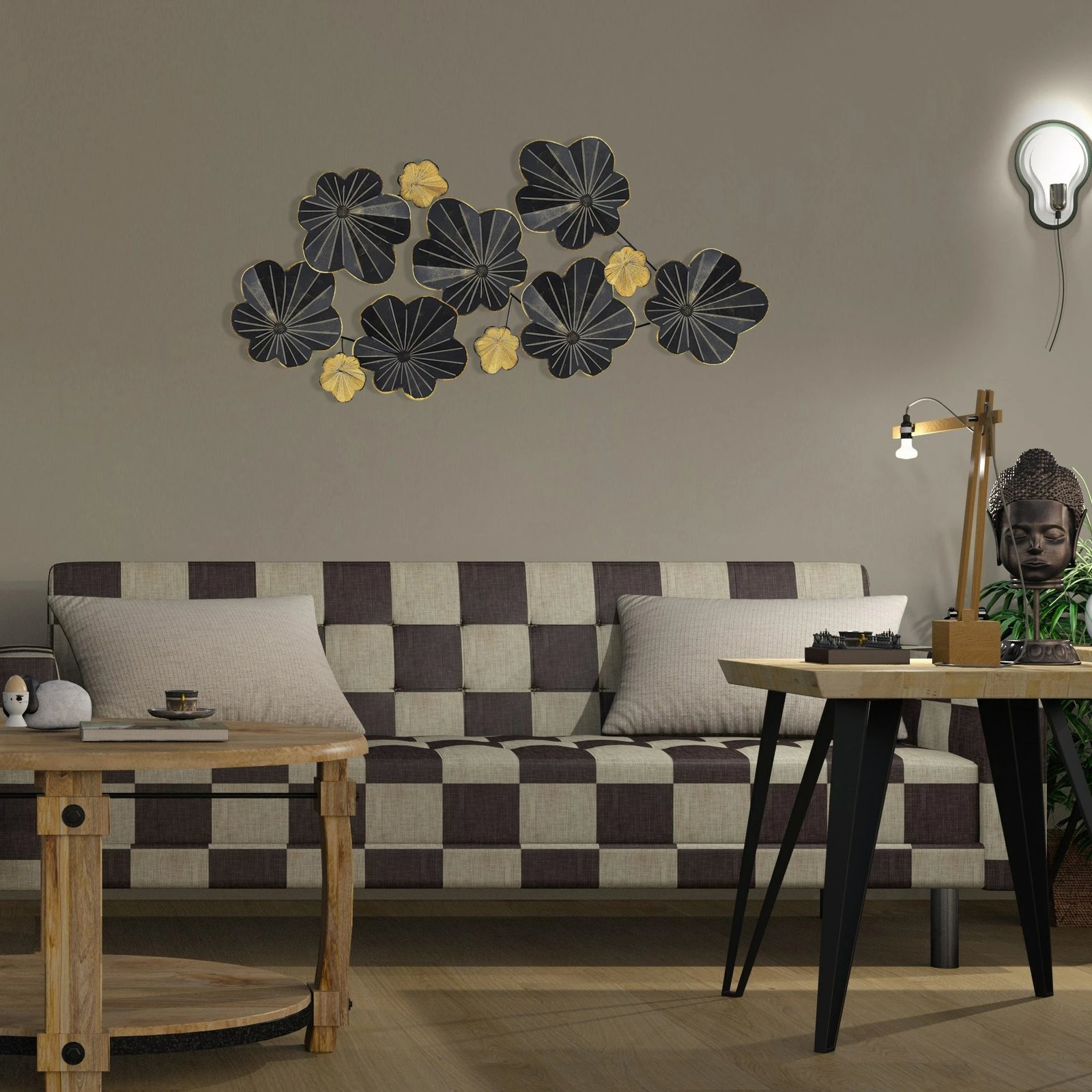 Aksesor dekorativ metalik për mur Wallity, Kadem, shumëngjyrësh