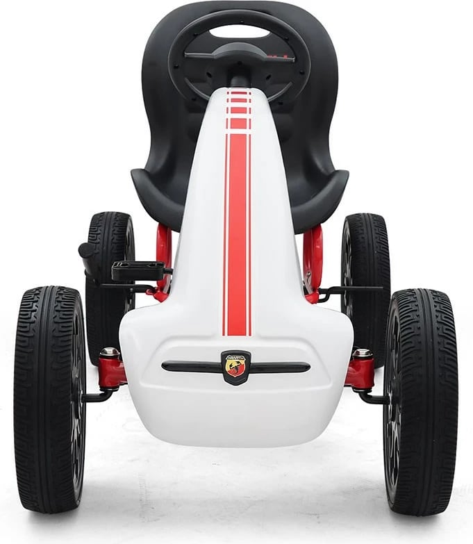 Gokart me pedale, Milly Mally Abarth, fëmijë 3-9 vjeç, transmetim përpara/prapa, frenë dore, goma EVA, i bardhë