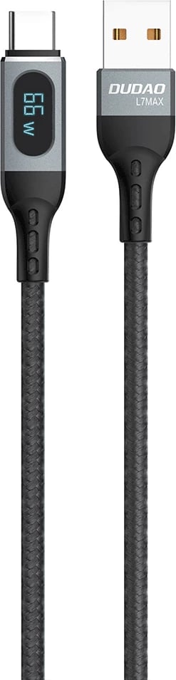 Kabllo USB Dudao L7Max, 1m, Power Delivery 66W, me ekran, e zezë