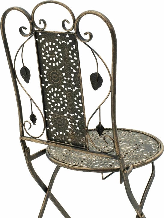 Set tavoline me karrige Drill 3 copë, ngjyrë bakri antike, metal