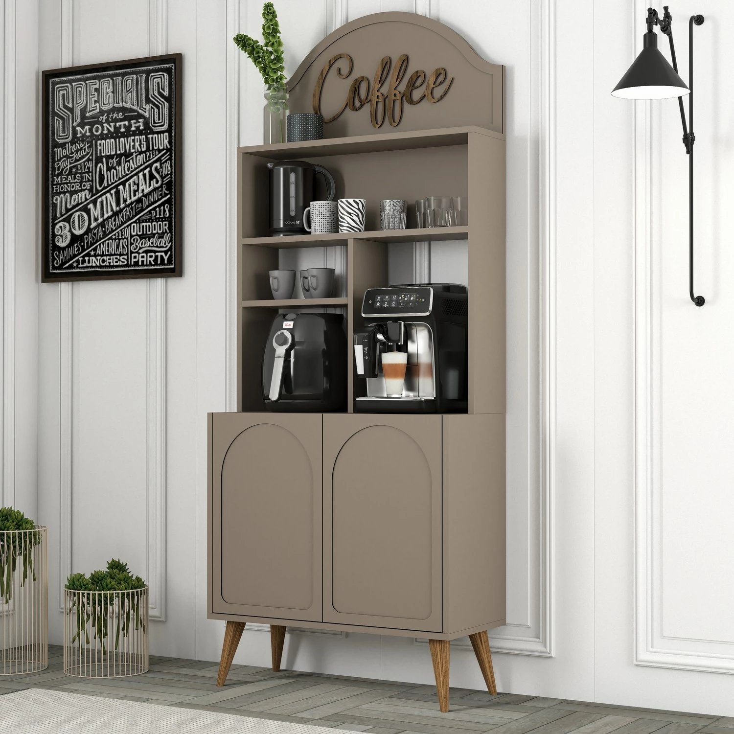 Dollap për kafe, ngjyrë Atlas dhe arre, Skye Decor, 81.3x201x35cm