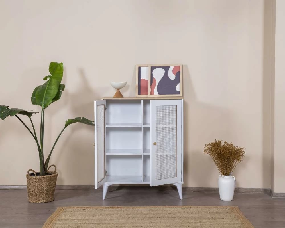 Komodë anësore Skye Decor, Calvin, e bardhë, lis