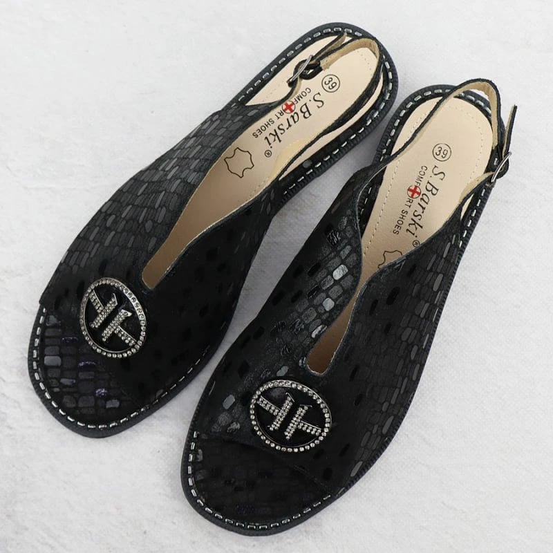 Sandale lëkure për femra S.Barski KV51-094, të zeza