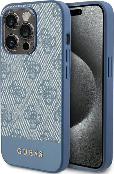 Mbështjellës Guess 4G Stripe për iPhone 15 Pro, Blu Mbështjellës Guess 4G Stripe për iPhone 15 Pro, Blu