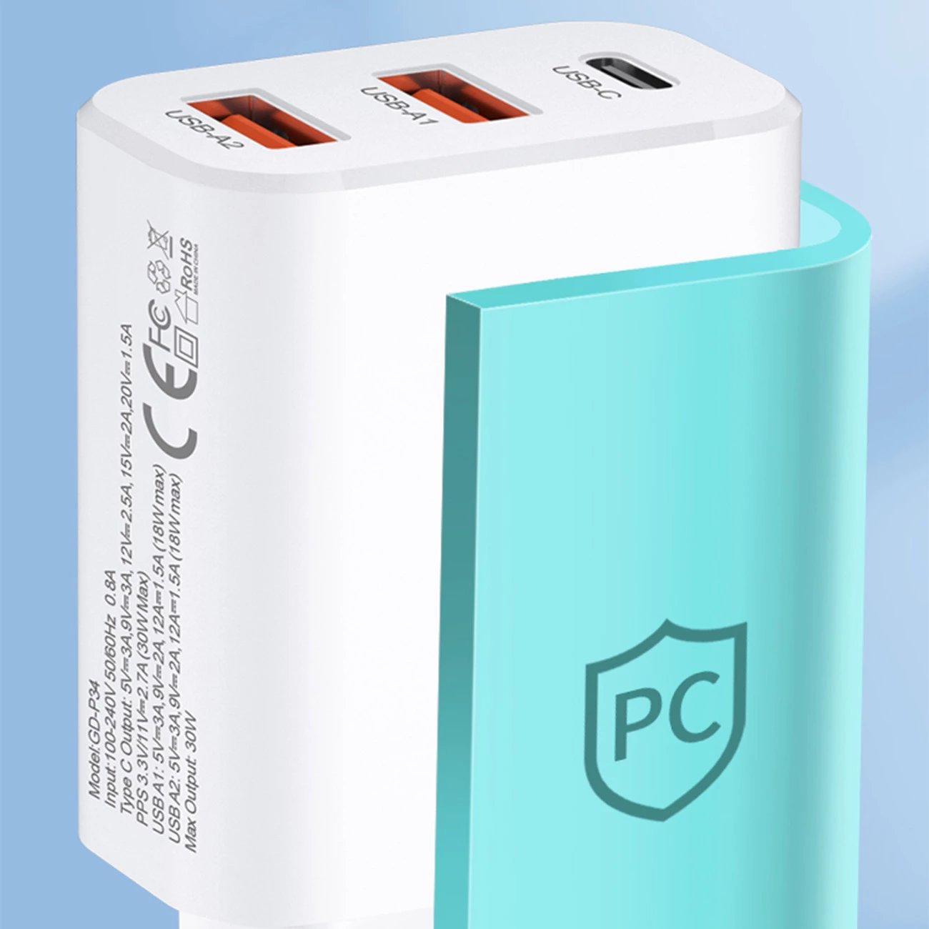 Karikues muri Wozinsky CWCUCW, 30W, 1x USB-C, 2x USB-A, i bardhë