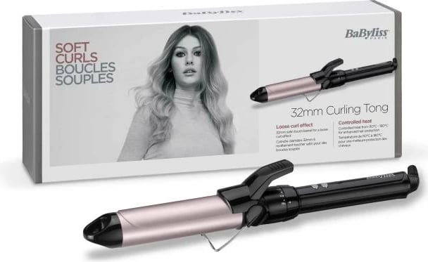 Figaro për flokë me kapëse, BaByliss C332E Pro, diametër i madh, e zezë/rozë