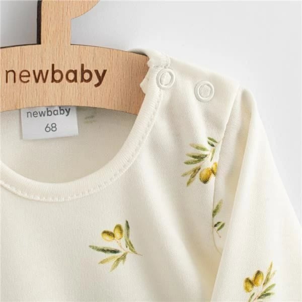 Fustan bebe, NEW BABY Olivy, 100% pambuk organik, mëngë të gjata, madhësi 74 (6-9m), bezhë