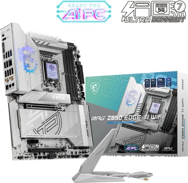 Pllakë amë MSI MPG Z890 EDGE TI WIFI LGA1851 DDR5 ATX Wi‑Fi 7 Thunderbolt 4 e bardhë
