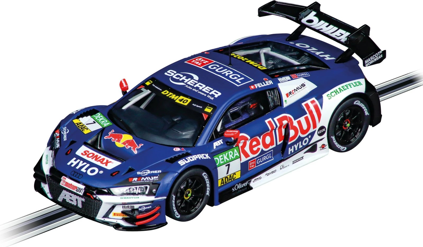 Makine lodër Carrera Audi R8 LMS GT3 Abt Sportsline Digital 132 Red Bull DTM 2024, multingjyrëshe
