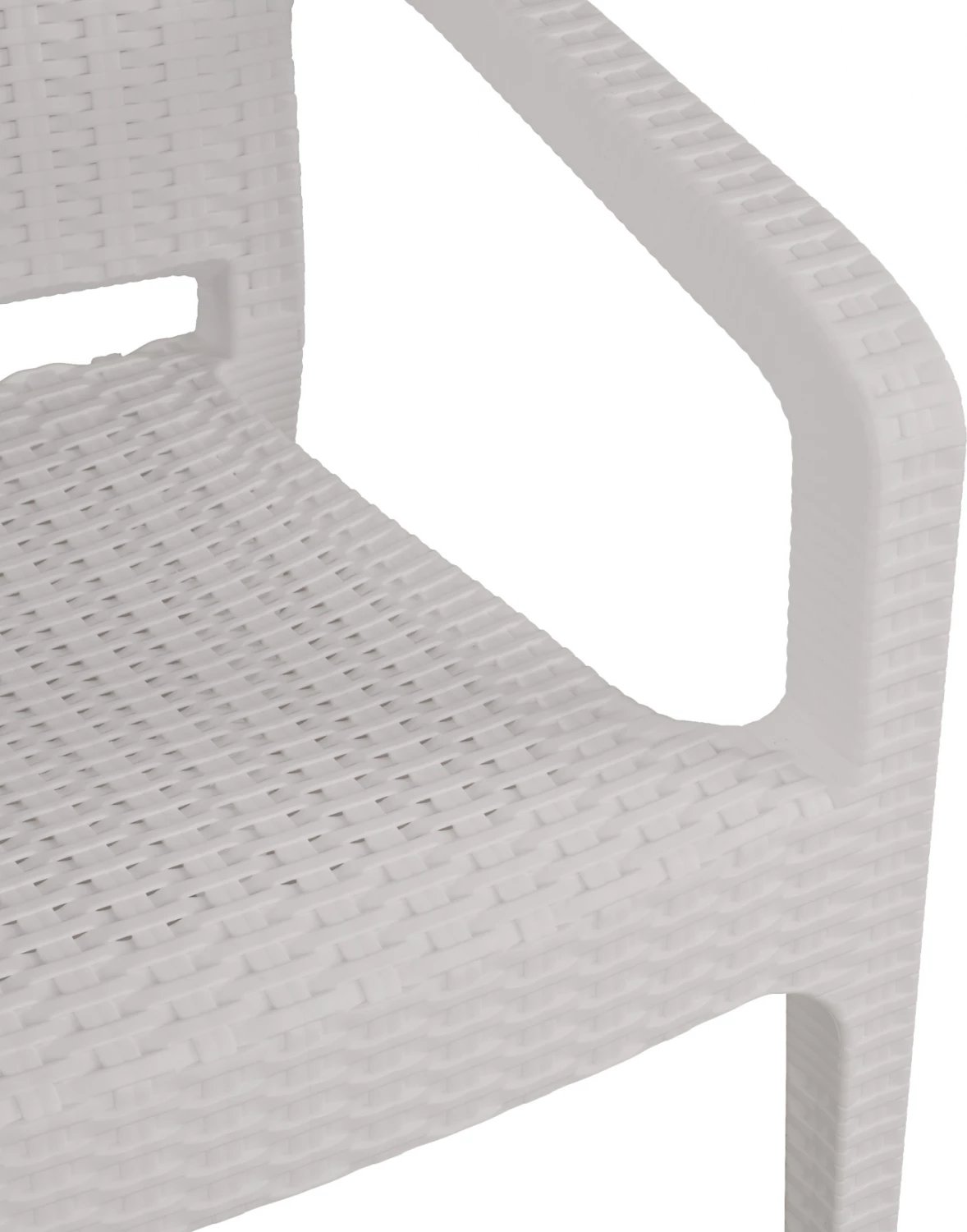 Karrige me krahë polipropileni, dizajn ratan, ngjyrë e bardhë, FH5590.04, 58x55x87 cm