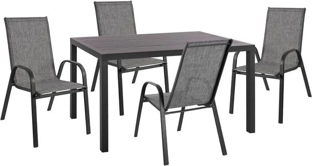 Set kopshti tavolinë & karrige Leon FH10531, 5 pjesë, hiri