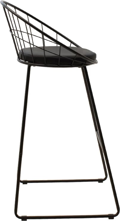 Karrige për bar Seth, metal i zi, jastëk PVC i zi