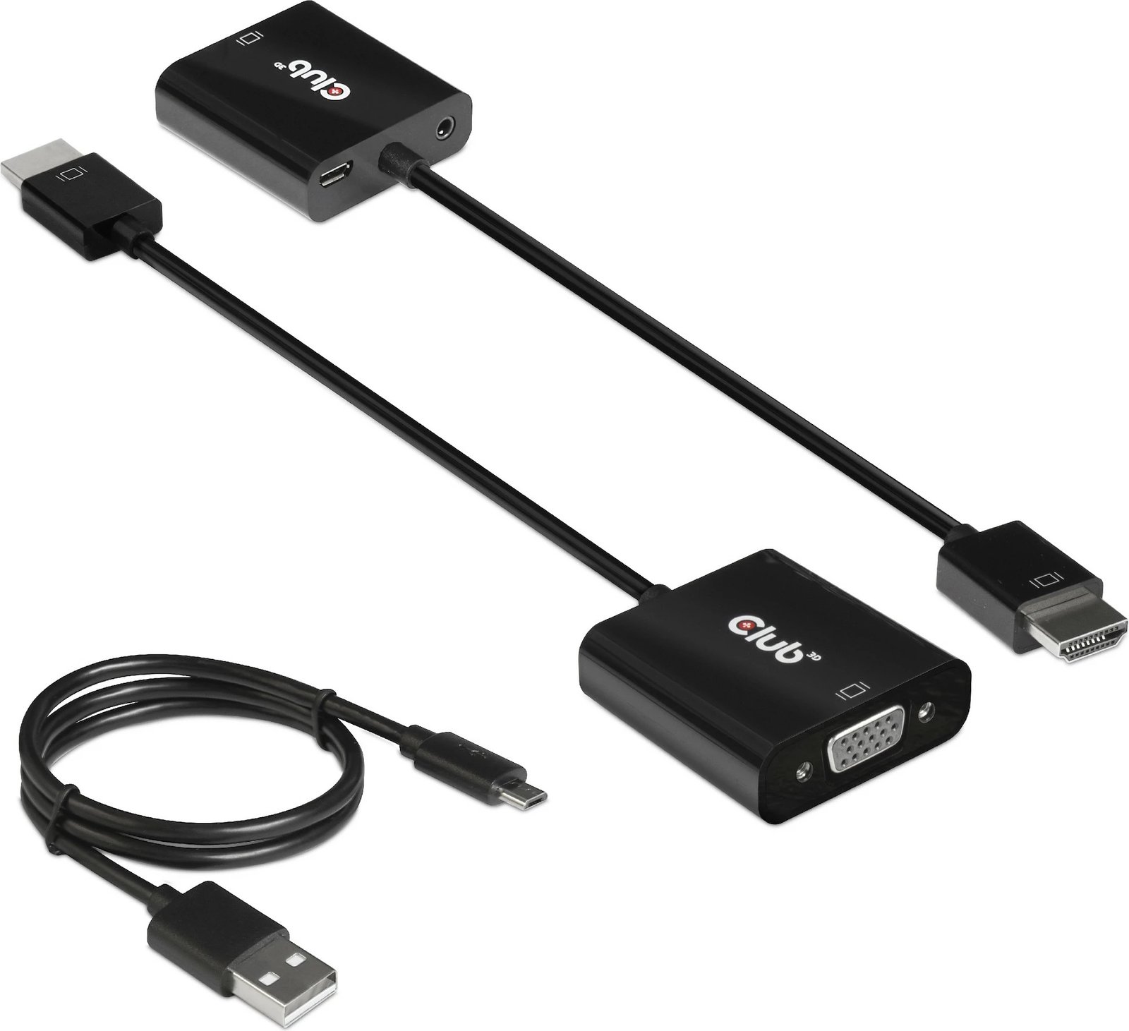 Adapter HDMI në VGA Club3D, 0.5m, me audio, i zi