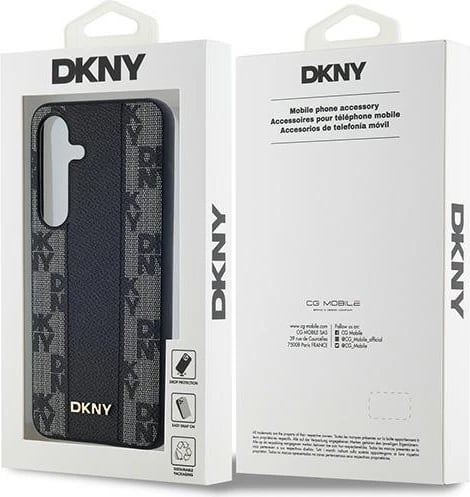 Mbështjellës DKNY Leather Checkered Mono Pattern MagSafe për Samsung Galaxy S24, i zi
