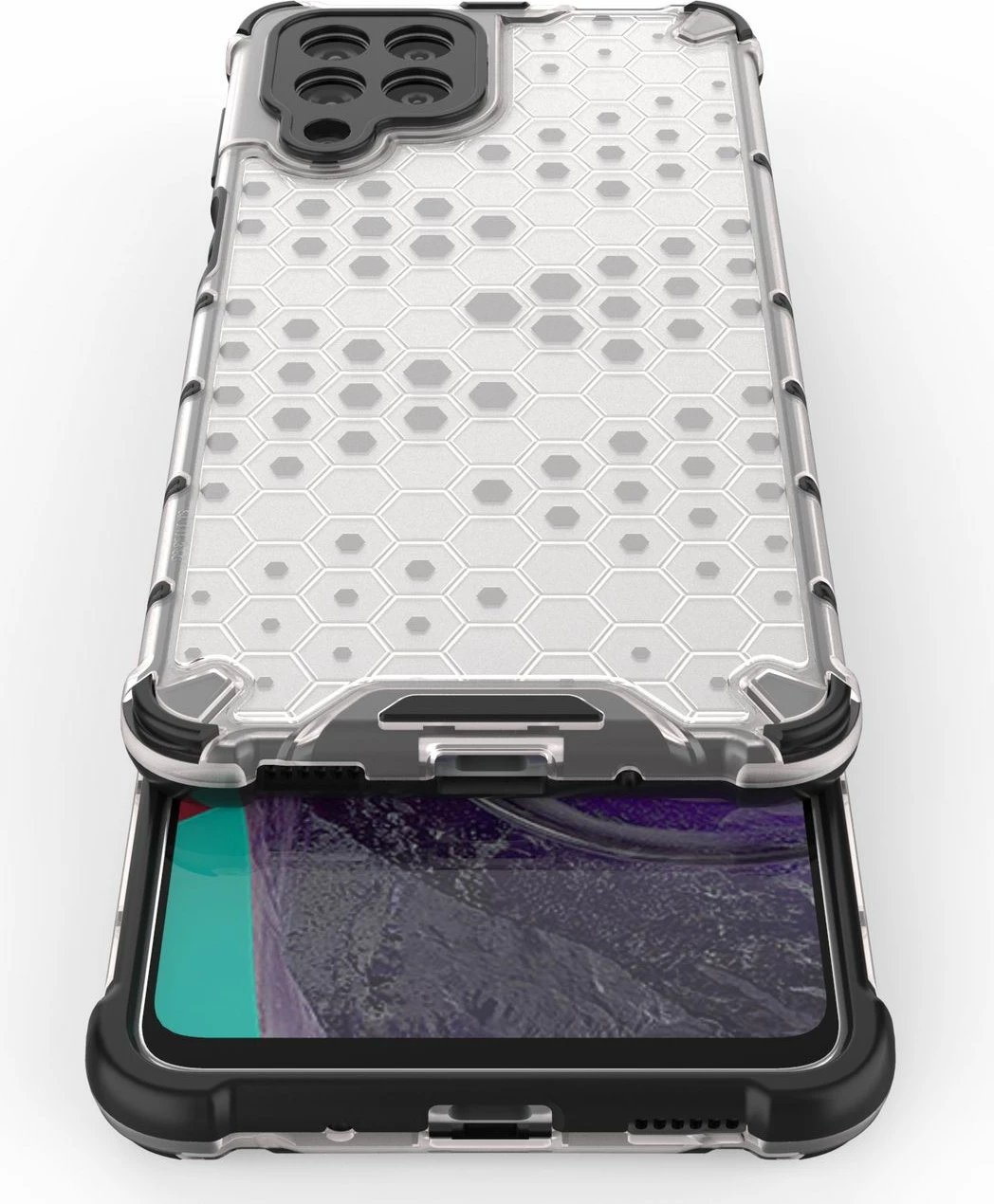 Mbështjellës Hurtel Honeycomb për Samsung Galaxy M53 5G, transparent