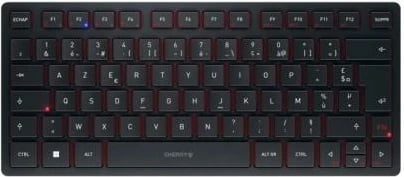 Tastierë Cherry KW 9200 MINI (JK-9250FR-2) pa tela 2.4 GHz + Bluetooth 5.0, lidhje me kabllo, e rikarikueshme, kompakte 320x175x25 mm, e zezë