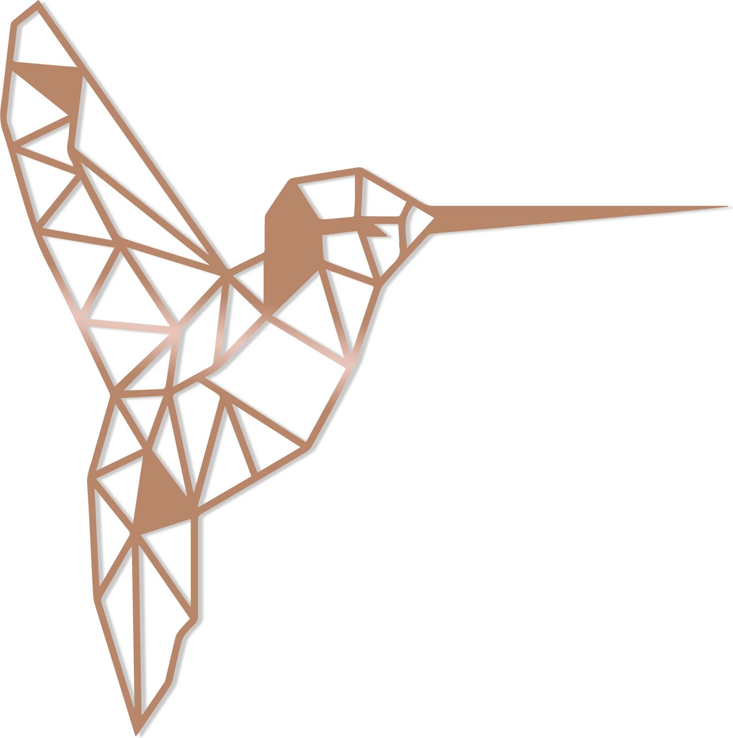 Aksesor dekorativ metalik për mur, zog, ngjyrë bakri, Wallity